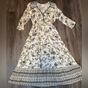 White Floral Print Boho Maxi Dress XL